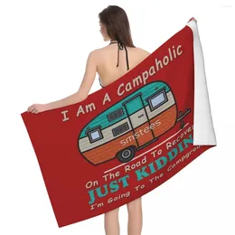 Towel Campaholic In Recovery I'm Going Camping 80x130cm Bath Skin-friendly For Travelling Party