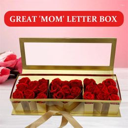 Gift Wrap Mother's Day MOM Fillable Letter Shaped Packaging Boxes Flowers Roses Surprise Gifts Transparent Creative 1pcs