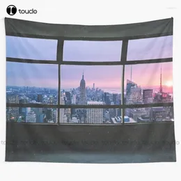 Tapestries York City Window Views Tapestry Wall Hanging For Living Room Bedroom Dorm Home Decor Printed