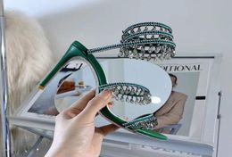 Crystal diamond Embellished stiletto Heels sandals 10mm rhine stone Latest green Evening dres women high heeled Luxury Designers W7839296