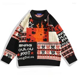 Men's Sweaters Men/Women Jacquard Contrast Pullover Autumn Winter Trendy Retro Personalised Christmas Creative Casual Couple Knitwear