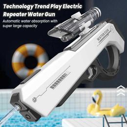 Gun Toys Summer New Electric Water Gun Black High Voltage Strong Large Capacity Fully Automatic Water Spray Gun for Childrens Toys T240513