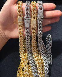 Mens Iced Out Chain Hip Hop Jewellery Necklace Bracelets Rose Gold Silver Miami Cuban Link Chains Necklace7761007