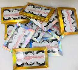 The newest 6styles False eyelash 3d mink lashes 3 pair lashes thick Faux 3D real mink eyelashes with tweezers in box1826864