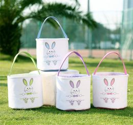 Party Bunny Face Printed Easter Bucket Canvas Portable Storage Bag Easters Egg Basket Festival Partys Home Decoration8748956