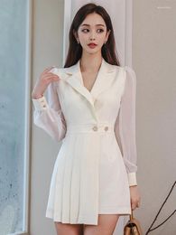 Casual Dresses Spring Ladies Work Style Formal Short Women Clothes Elegant Office Commute Long Sleeve Slim Mini Dress Mujer Vestido