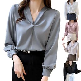 Women's Blouses Summer Elegant For Women 2024 Blouse Satin Silk Shirt Button Down Casual Loose Long Ropa De Mujer Ofertas