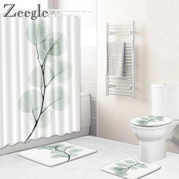 Bath Mats Zeegle Printed Mat Set Cartoon Bathroom Toilet Seat Cover Shower Room Non-slip Rug Waterproof Modern Curtain