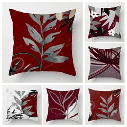 Pillow Leaf Personalised Design Red Cover Home Decor Throw Living Room Sofa Decoration
