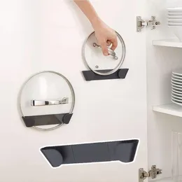 Kitchen Storage Oil-Proof Plastic Pot Lid Holder Wall-Mounted Hanging Pan Tableware Rack Organizer