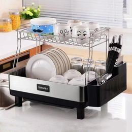 Kitchen Storage Tableware Holder Drain Rack Countertop Stainless Steel Dish Drying Shelf Accessories Organiser A