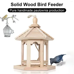 Other Bird Supplies 1Pc Creative Outdoor Feeder Hanging Hexagon Shape Wooden House Feed Dispenser For Garden Yard Terrace And Balcony