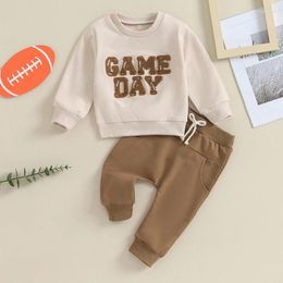 Clothing Sets Toddler Kids Clothes Boys Fuzzy Letter Embroidery Long Sleeve Sweatshirts Pants Casual 2PCS Tracksuits Baby
