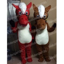 2024 High Quality Red Brown Horse Mascot Costume halloween Carnival Unisex Adults Outfit fancy costume Cartoon theme fancy dress for Men Women