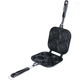 Pans 4 Cup Frying Pan Double-sided With Lid Nonstick Fried Egg Cooker Breakfast Maker Grill Griddle Mini Pancakes Molds