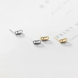 Stud Earrings Genuine 925 Sterling Silver Personality Safety Pin Shape For Women Party Unusual Geometric Ear Jewellery