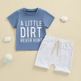 Clothing Sets Suefunskry Toddler Boys Summer Outfits Letter Print Short Sleeve T-Shirts Tops Elastic Waist Shorts 2Pcs Clothes Set