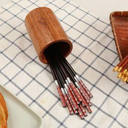 Kitchen Storage Vintage Wood Round Chopsticks Drain Holder Tableware Draining For Home Countertop Fork Spoon Utensil