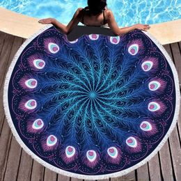 Towel Modern Sunflower Digital Print Summer Beach Towels Adult Children 3D Flower Design Circular Bath Bathroom