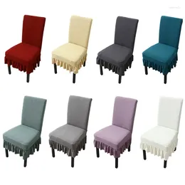 Chair Covers Stretch Waterproof Cover With Ruffled Skirt Plaid Textured Solid Colour Stool Slipcover Protectors Party Decoration