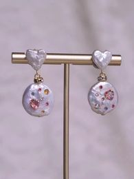 temperament Niche Design Irregular Earrings Gold Pearl Earrings Stud Inlaid Heart Crystal Ear Rings for Women