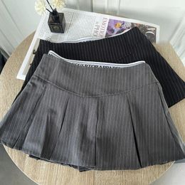 Skirts Striped Patchwork Mini Skirt Women Korean High Waist Preppy A-line Pleated Y2K Summer Streetwear All-match Dance