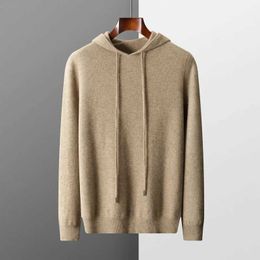 Men's Hoodies Sweatshirts Mens 100% Merino wool hoodie oversized casual sports shirt thread wearable high-end sweater autumn/winter knitted jumper topL2405