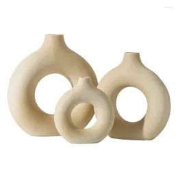 Vases Ceramic Vase Circle Decoration Creative Crafts Living Room Ceramics