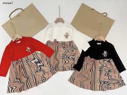 Top girl dress round neck baby dresses Size 100-150 designer child skirt Up-down splicing design toddler frock Dec20