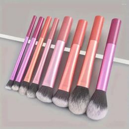 Makeup Brushes 8PCS Synthetic Hair Brush Kit Portable Soft Nylon ABS Flat Long Tools For Foundation Blush Eyeshadow