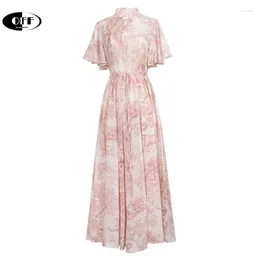 Party Dresses Designer Summer Vintage Print Midi Long For Women Retro Elegant Short Sleeve Evening Loose Lady Dress Femme Robes