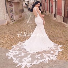 Open Back Lace Wedding Dresses With Train Elegant V Neck Court Train Satin Country Bridal Dress 2024 Civil Outdoor Garden Country Bride Dress Vestios De Novias Custom