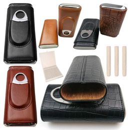 Storage Bags 3 Tube Portable Bag Travel Box Accessory Mini Humidor Moisturizing Leather Case Holder