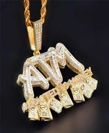 Iced Out Addicted to Money Pendant Gold Silver Plated Micro Paved Cubic Zircon Mens Hip Hop Jewellery Gift8904306