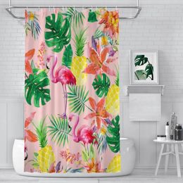 Shower Curtains Tropical Pineapple Green Leaves Flamingo Boho Waterproof Fabric Funny Bathroom Decor With Hooks Home Accessories