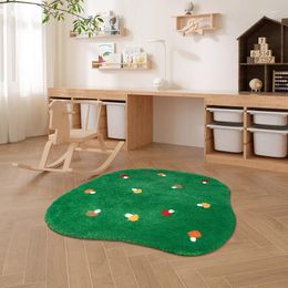 Carpets Kawaii Tufting Mushroom Forest Rug Living Room Carpet Green Mat Fluffy Children Bedroom Crib Side Floor Pad Home Nursery Decor