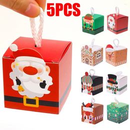 Gift Wrap Christmas Box Creative White Cardboard Portable Pull Rope Candy Cookie Packing Bags Wedding Xmas