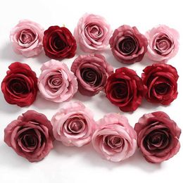 3PCS Decorative Flowers Wreaths 9cm Silk Flowers High Quality Decor For Home Party Ecorations For Living Room Fake Flowers DIY Wreath Scrapbook Supplies plants