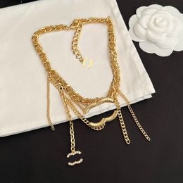 High Quality Tassel Designer Letter Pendant Brand Necklace Chunky Choker Chain Women Crystal Pendants Wedding Jewellery Gifts Stainless Steel Necklaces