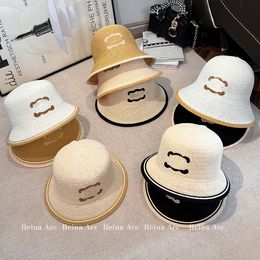 Designer Wide Brim Hats Women Adjustable Fashion Letters Bucket Hat Breathable Straw Cap Women's Summer Outings Sunshade Round Top Hats Hats