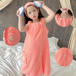 Towel Children's Pineapple Lattice Bathrobe Bath Super Soft Wrapped Shower Skirt Coral Fleece Comfortable Beach