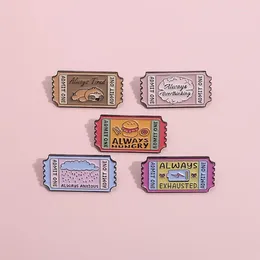 Brooches 5 Pcs Pink Power Stamp Pattern Alloy Brooch Trendy Food Weather Alphabet Lacquered Badge Backpack Accessories