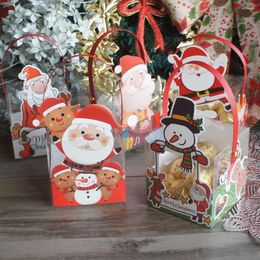 Gift Wrap 12pcs Christmas Santa Snowman Say Hi Paper Box With Handle As Candy Soap Candle Cookie Packaging Party Favours Decor