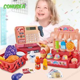 Kids Cashier toy Cash Register Calculator Childrens puzzle Play toy Girl Boy Simulation supermarket Store Shopping cosplay toys 240514