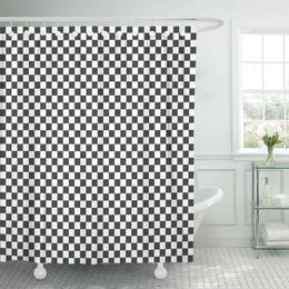 Shower Curtains Pattern Black And White Squares Checkerboard Checkered Abstract Board Bathroom Curtain Waterproof Polyester Fabric 72 X 78