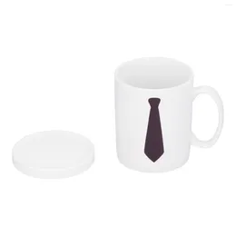 Mugs Color Changing Cup Coffee Ceramic Exquisite Fun 350ml Necktie Pattern With Cover For Gift Drinkware Family Friends