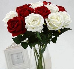 20PCS Romantic Rose Artificial Flower DIY Red White Silk Fake Flower for Party Home Wedding Decoration Valentine039s Day6972383