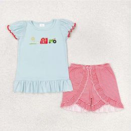 Clothing Sets Summer Wholesale In Stock Cute Embroidery Farm Boutique Outfits Kids