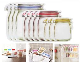 Reusable Mason Jar Zipper Bags Reusable Snack Saver Bag Leakproof Food Sandwich Storage Bags Fridge zing Food Storage Bag5998525