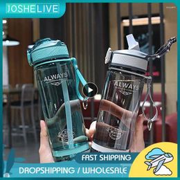Water Bottles Tea Coffee Cups Transparent Dust Cover Botella De Agua Leak-proof Sealing Ring Bouncing For Camping Hiking Outdoor Plastic